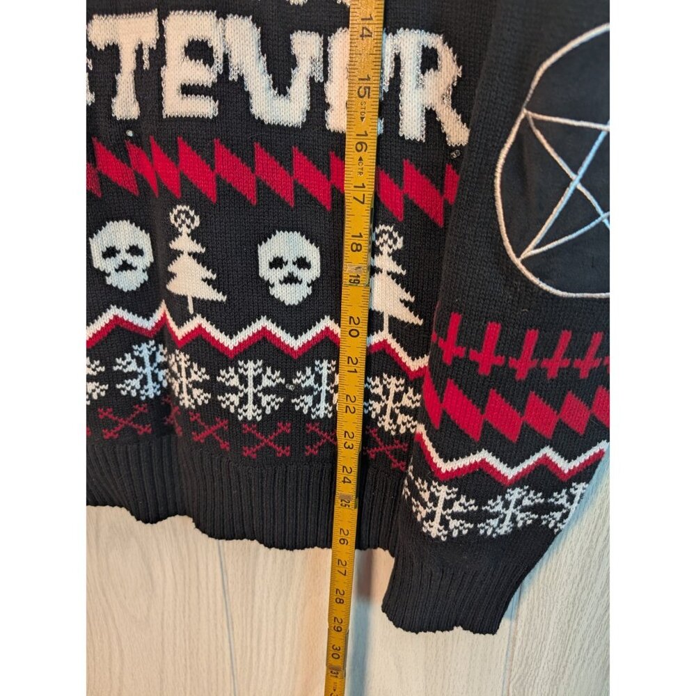 Spencers “Merry F*****g Whatever” Ugly Christmas Sweater Elbow Patches Large Men - Picture 6 of 6